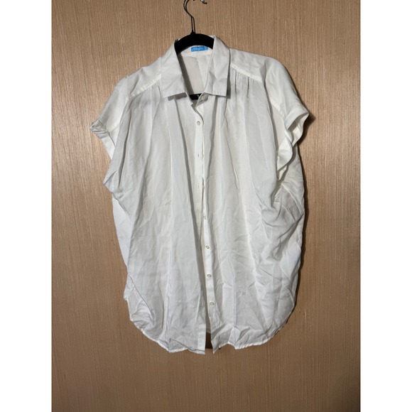 J. McLaughlin White Button Down Short Sleeve Top Blouse - Picture 1 of 5